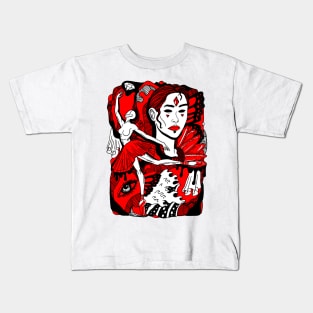 Red and Black Ballerina Kids T-Shirt